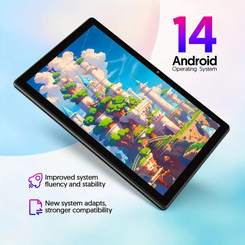 Android 14 Tablet Latest Tablets, 10 Inch Tablet (3+3)GB RAM 64GB ROM 1TB Expand, 6000Mah Battery 2 in 1 Tablet with Keyboard, Case, Stylus, 4-Core Tablet PC, 5G Wifi, 2MP+8MP Dual Camera, 1280 * 800 FHD IPS Screen, Tablet, Pad