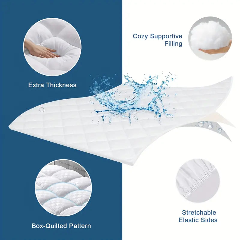 Mattress Topper, Extra Thick Mattress Pad Pillow Top Mattress Cover Quilted Fitted Mattress Protector Top Stretches Up 8-21" Deep Pocket Cooling, Mattress Topper Queen With 1000GSM