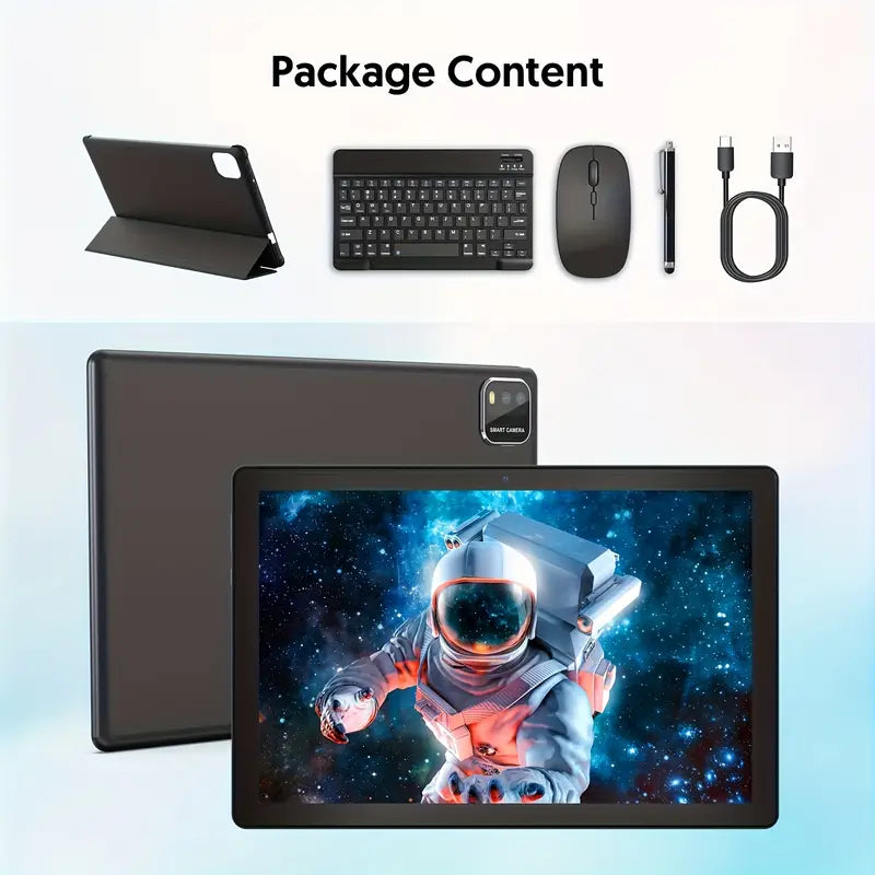 Android 14 Tablet Latest Tablets, 10 Inch Tablet (3+3)GB RAM 64GB ROM 1TB Expand, 6000Mah Battery 2 in 1 Tablet with Keyboard, Case, Stylus, 4-Core Tablet PC, 5G Wifi, 2MP+8MP Dual Camera, 1280 * 800 FHD IPS Screen, Tablet, Pad